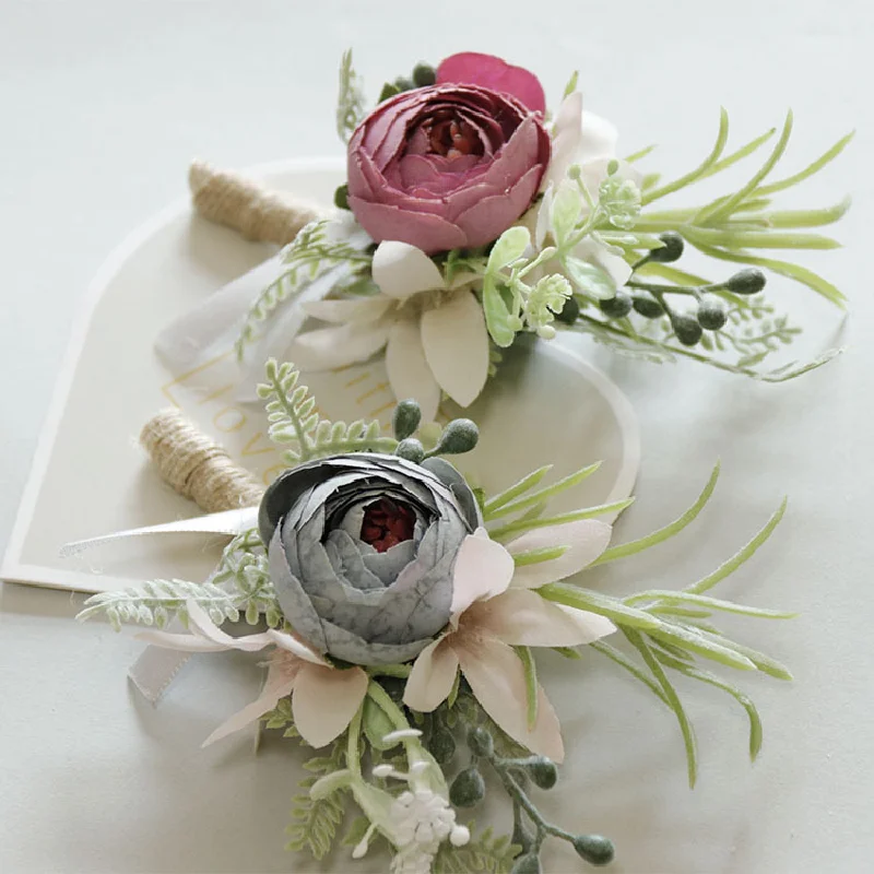 Boutonniere And Wrist Corsage Guest Banquet Party Wedding Supplies Simulation Flower Cinema Photography Props 262