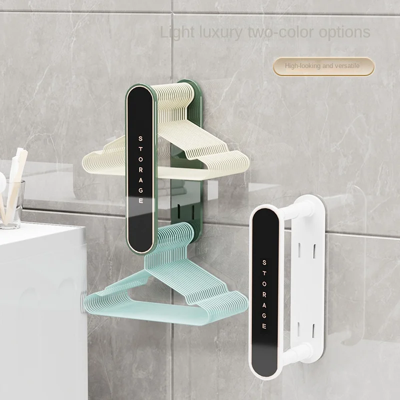 

Retractable Wall-Mounted Hanger Storage, Space-Saving, Punch-Free, Balcony Shelves, Organize the Shelves