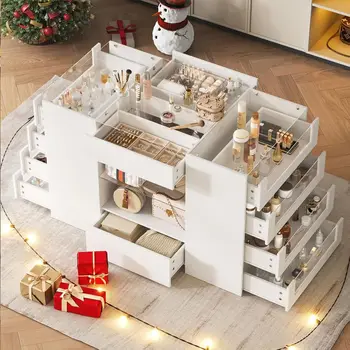 White Wardrobe Island with Drawers 1