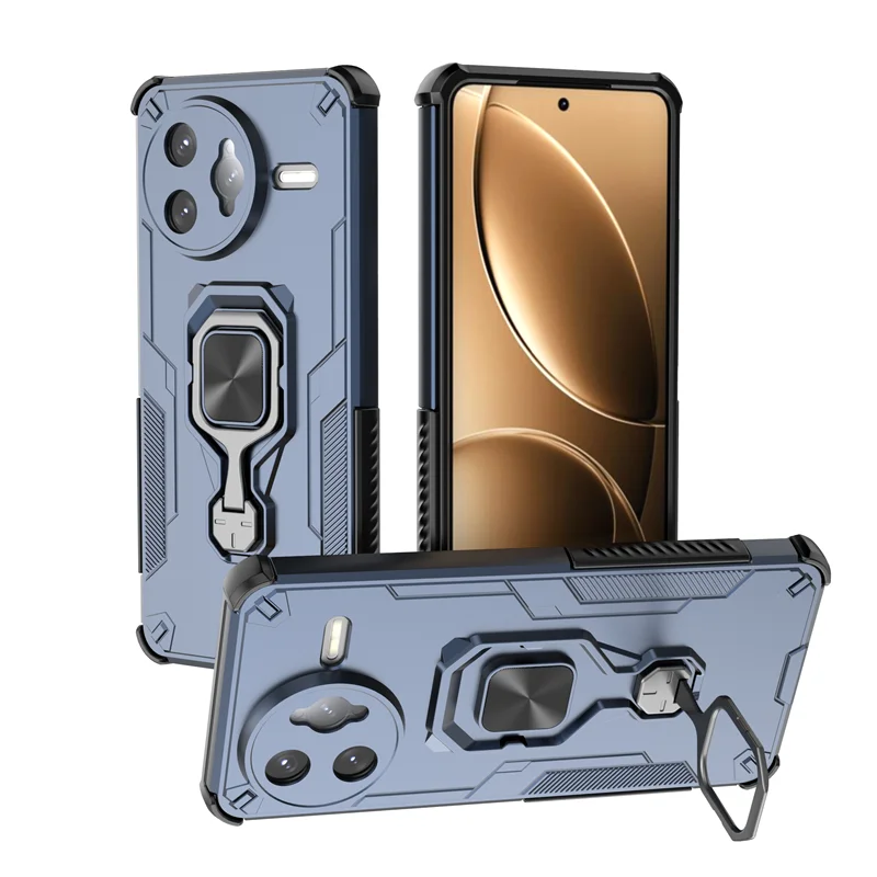 Enhanced Armor Magnetic Ring Holder Phone Case with Camera Protection, Shockproof Design