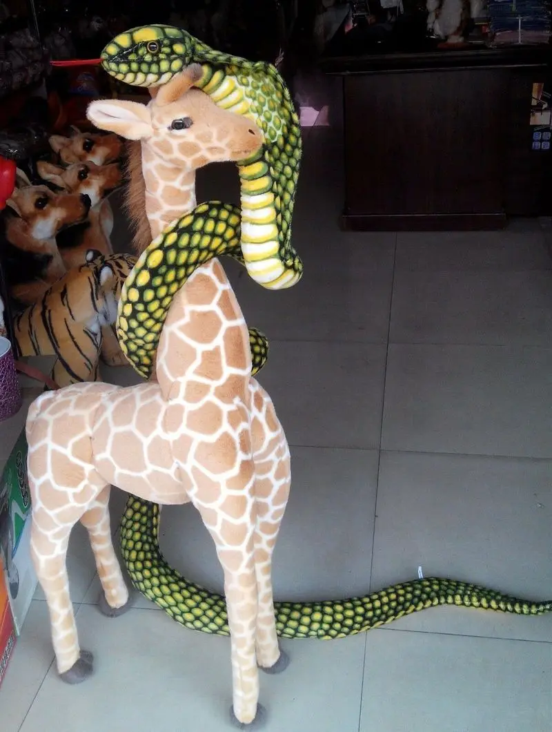 2.8m /110"Stuffed Animal Emulational Anaconda Green Snake King Cobra Plush Toy