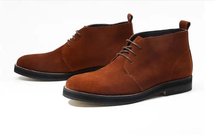 

Winter Desert boots Fashion High Quality Men boots Genuine Leather breathable outdoors Ankle Lace up Men's Boots