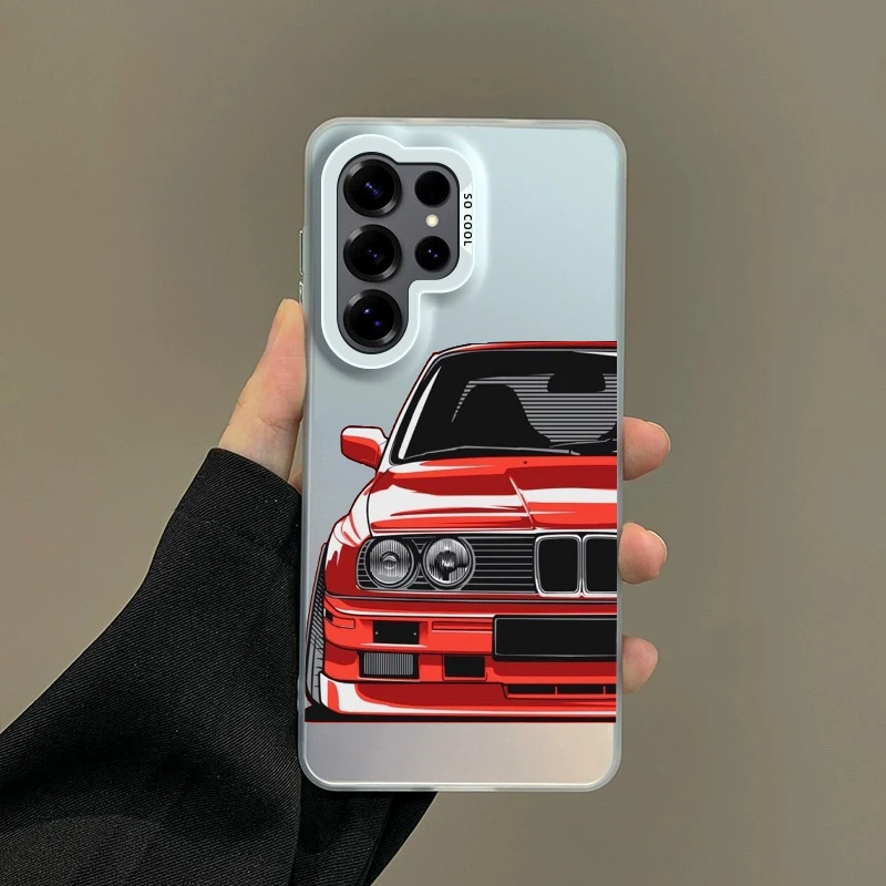 Vibrant Silver Phone Case with Japan JDM Sports Car Art Design