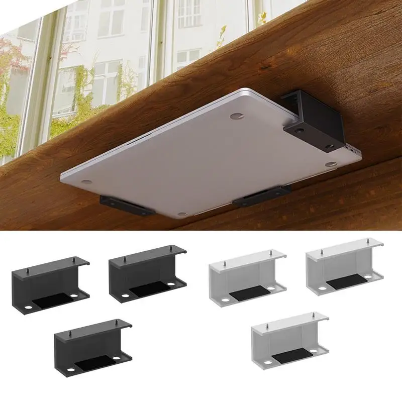 3pcs/set Laptop Rack Under Desk Holder Shelf Rack Storage Bracket Protective Tray Organizer Bracket With Screws For Cable Box