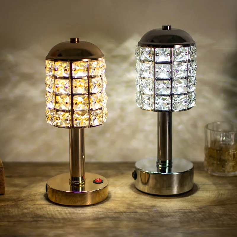

Gold Led Crystal Table Lamp Modern Minimalist Bedside Lamps Usb Charging Creative Night Lights Bedroom Cafe Restaurant Decor
