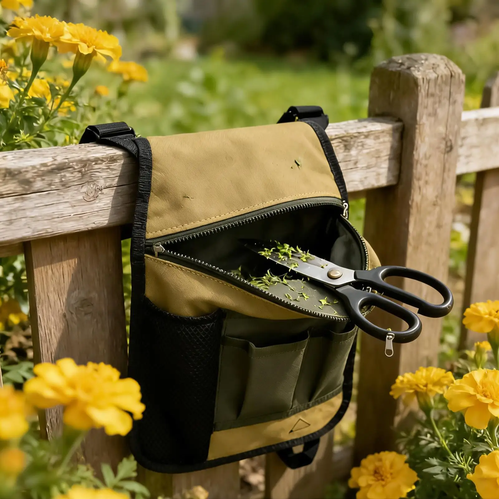 정원 도구 벨트 조절 가능 유니섹스 다용도 포켓 다기능 파우치 남성용 도구 벨트 (식재, 수확, 가지치기, 꽃 작업용)