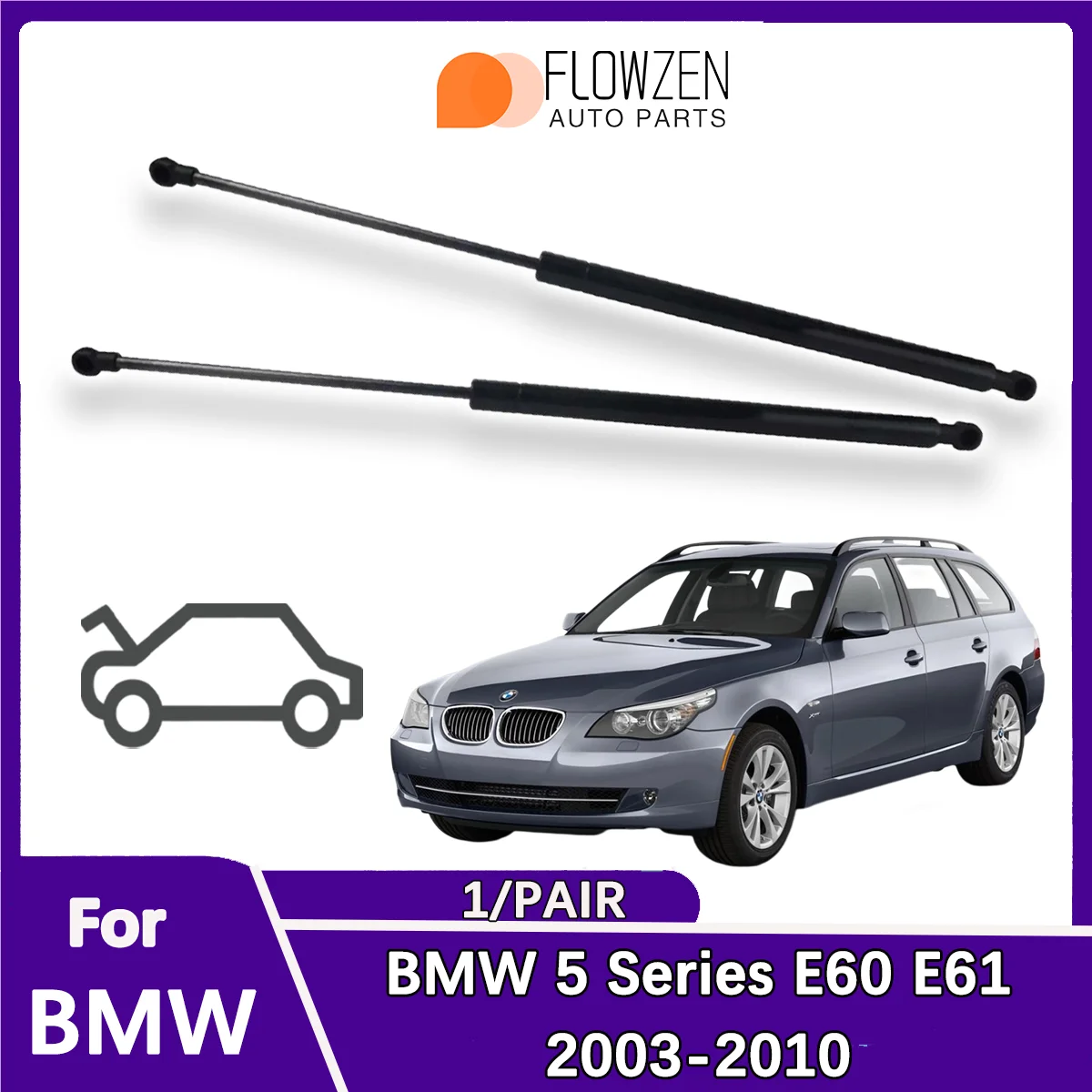 Front Struts Support Bar OE 51237008745 For BMW 5 Series E60 E61 2003-2010 Front Hood Lift Support Gas Springs Bonnet Rod