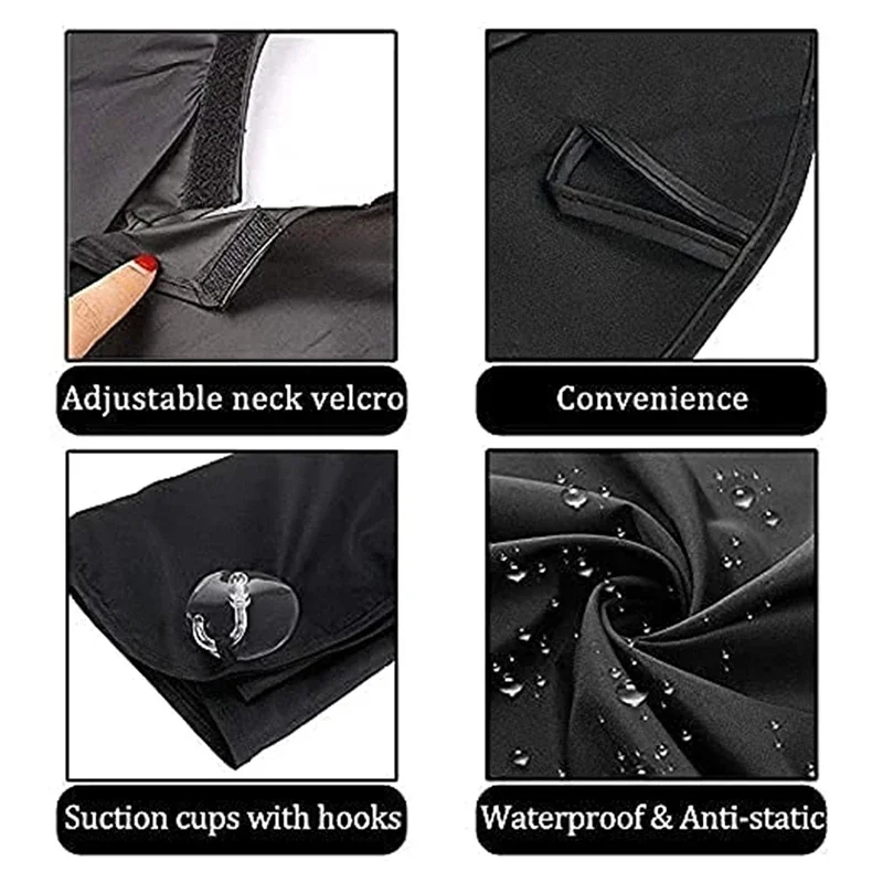 Men's Beard Shaving Cape Collector Non-Stick Gathering Cloth Bib Apron With Strong Suction Cup