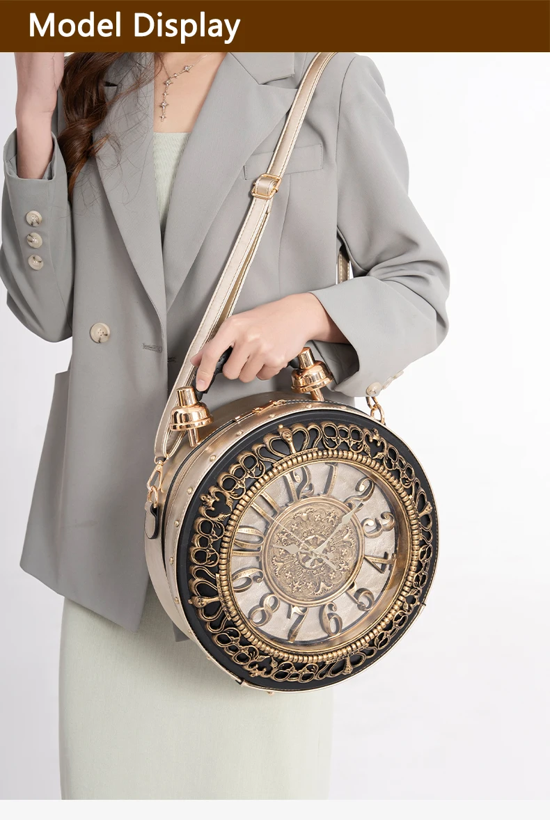 Retro Kreative Uhr-Handtasche 2026 Neuer Stil, Modisch und mit Nischendesign, Einzel-Schulter Crossbody-Tasche – Detail 4