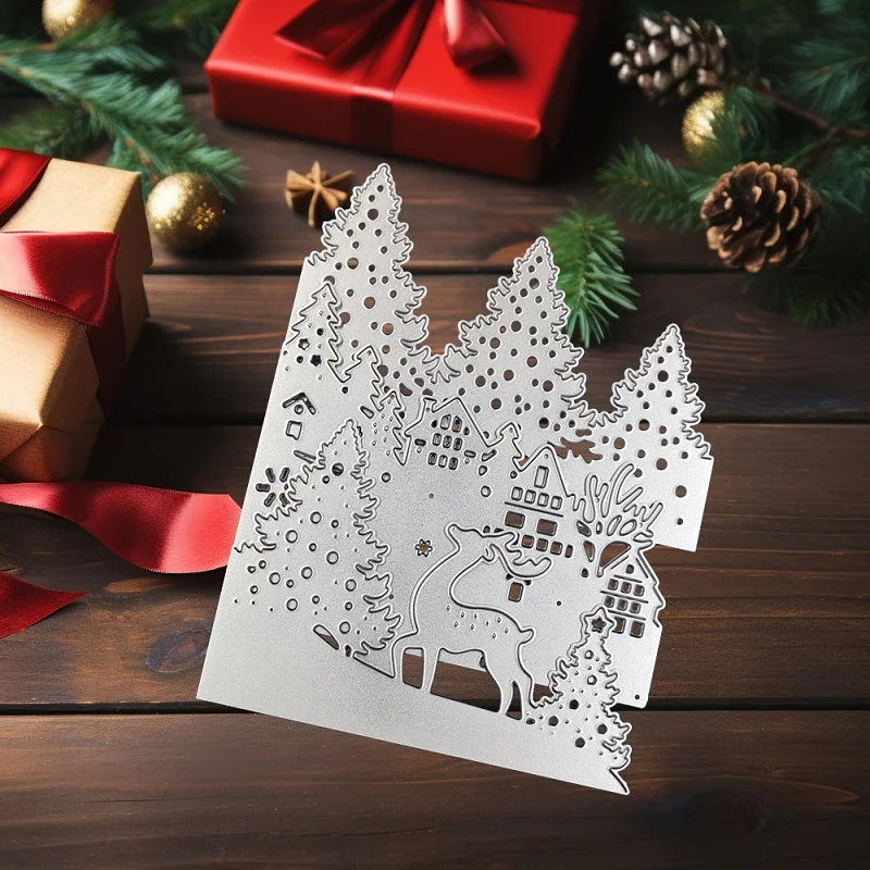 Christmas Card Metal Cutting Dies for New 2024 Supplies Scrapbook Die Cutter Stamping Craft Stencil Scrapbooking Materials images - 6