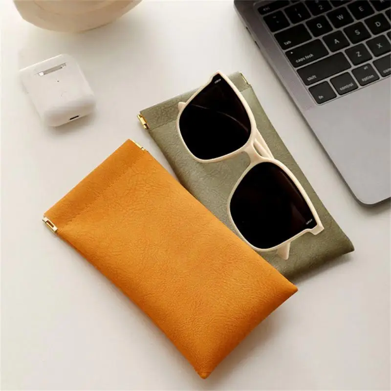 

Automatic Closing Sunglasses Case Leather Multifunctional Storage Reading Glasses Bag Linen Bundle Pocket Eyewear Accessories