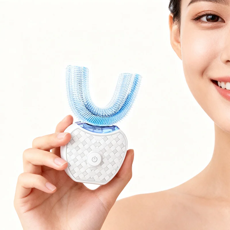 초음파 구강 세척 기능이 있는 U자형 전동 칫솔, 부드러운 칫솔모와 성인용 미..