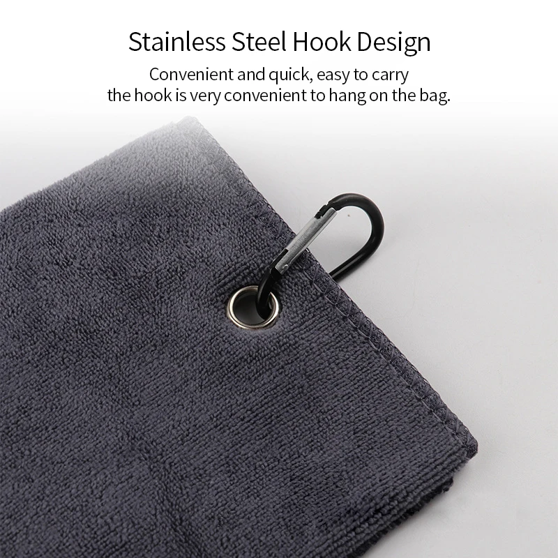 Tri-fold Golf Towel | Premium Microfiber Fabric | Heavy Duty Carabiner Clip | Four Color Options | Gift For Men And Women 6