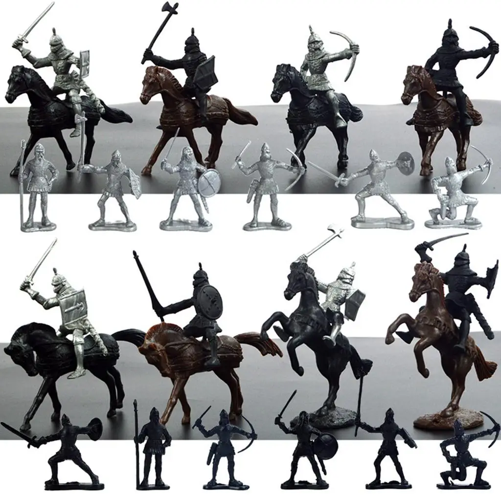 28Pieces Middle Ages Medieval Figures Knight & Army 