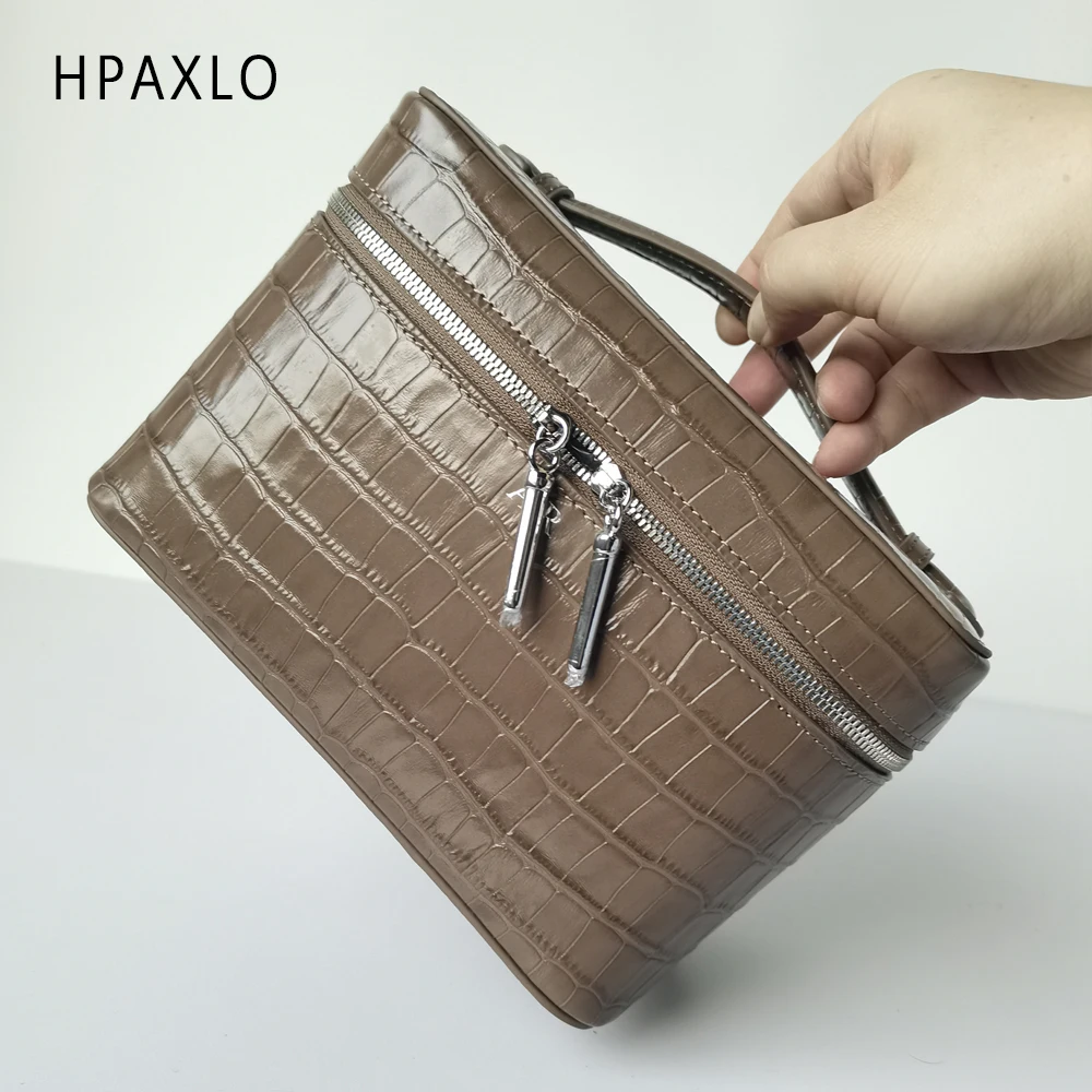 Authentic Leather Cosmetic Bag Crocodile Himalaya Toiletry Organizer Portable Jewelry Pouch Skincare Storage Travel Luxury Case 5