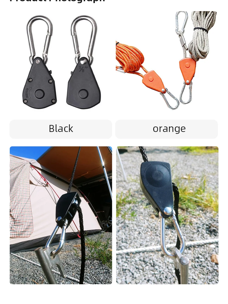 2pcs Adjustable 8inch Reinforced Hangers Hanging Ratchet for Tent Grow Plant Lamp Rope Ratchet Hanger Pulley Hook