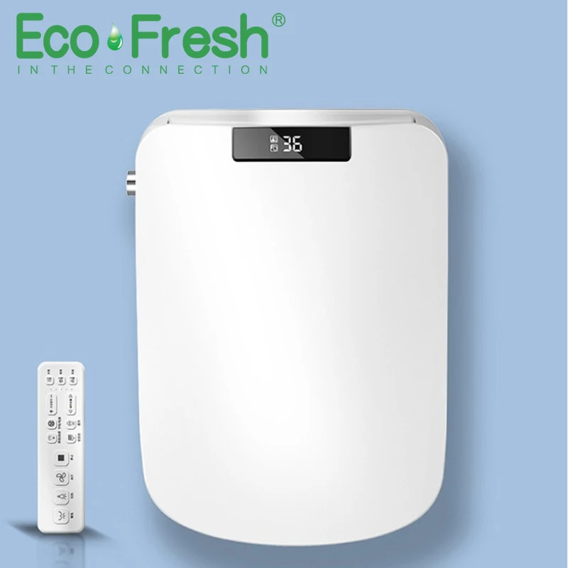 Ecofresh square smart toilet seat cover electronic bidet toilet bowls seat heating clean dry intelligent lid for bathroom toilet seat cover toilet seat accessories toilet hinge replacement