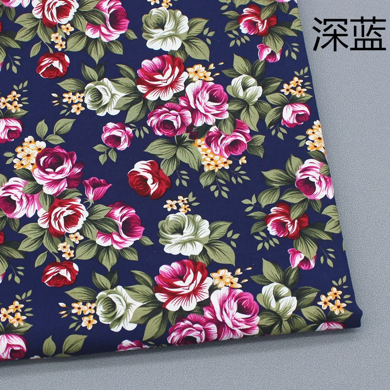 145x50cm Baumwoll-Popeline im pastoralen Stil mit großem Blumenmuster, für Kleidung, Kleider, dicht bedruckter Stoff, handgefertigter DIY-Nähstoff – Detail 6