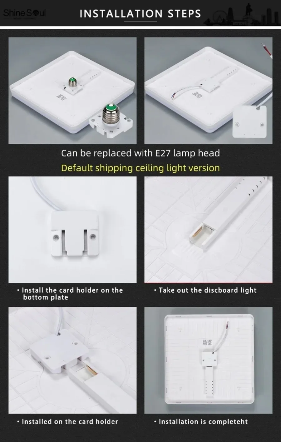 Square Energy-saving LED Ceiling Light Highlight 48W 36W 24W 18W 85-265V Living Room S6e9d0e67512f4f8fb0e1b902a84e5d9fl