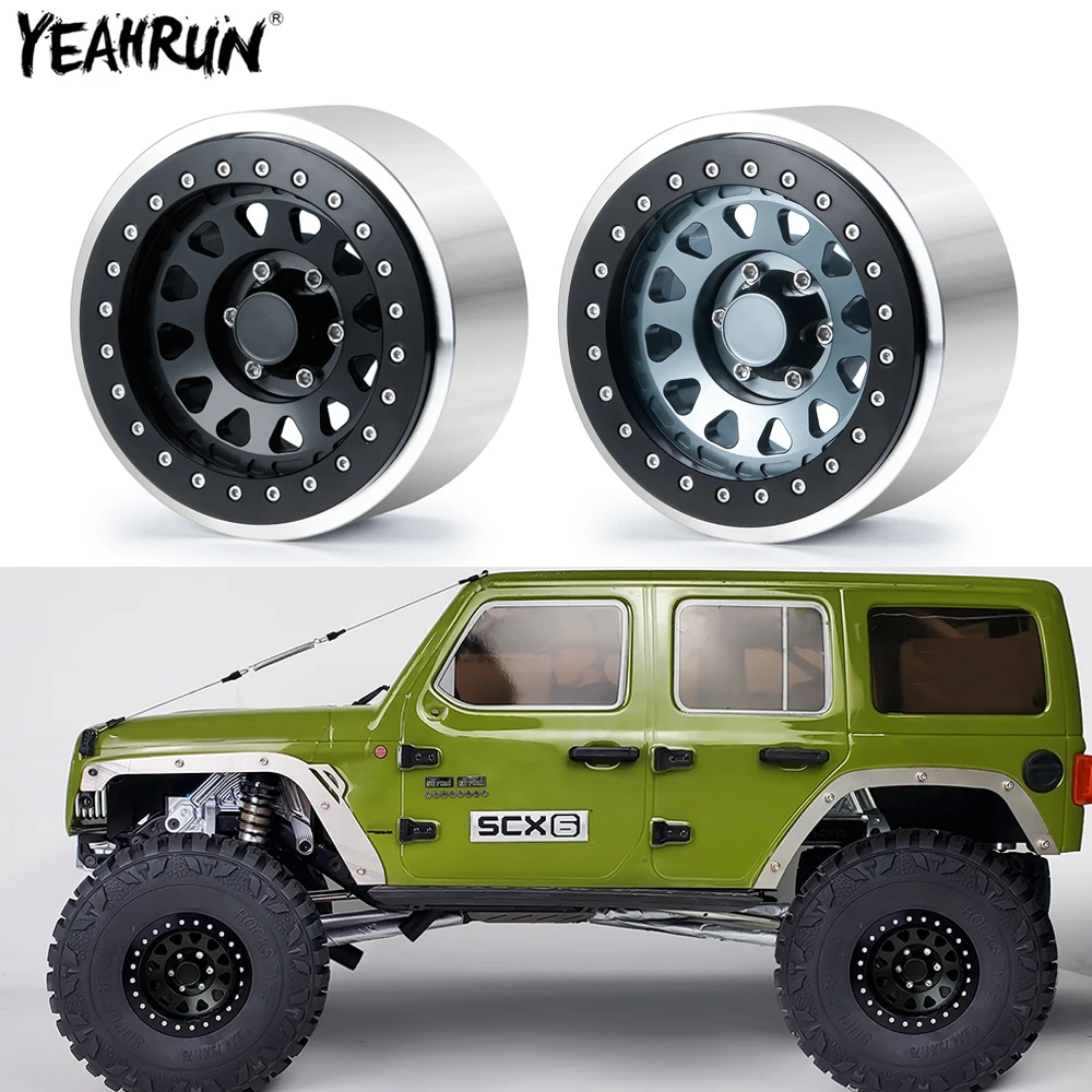 

YEAHRUN 4Pcs 2.9 inch Beadlock Wheel Hub Rim For 1/6 Axial AXI05000 JLU Wrangler AXI05001 Trail Honcho RC Crawler Car Parts