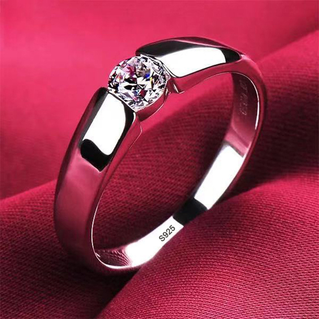 Certificate 100% Original 925 Silver Rings For Women Men Round Cut Zirconia Diamond Wedding Engagement Band Gift Jewelry