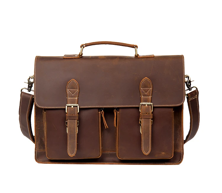 Distressed Brown Laptop Shoulder Bag Briefcase