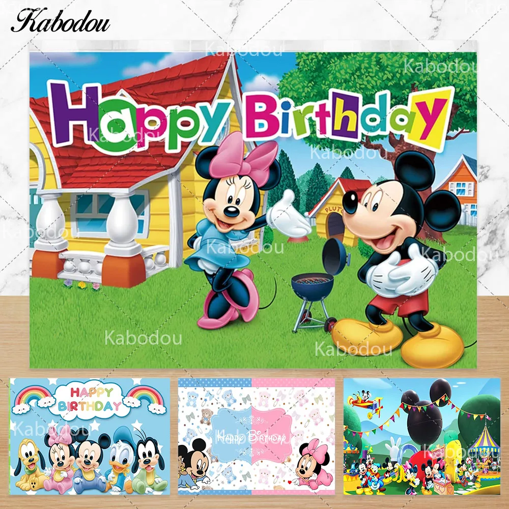 

Mouse Mickey Minnie Photo Backdrop Cover For Kids Birthday Party Happy Halloween Photography Custom Background Decor Props