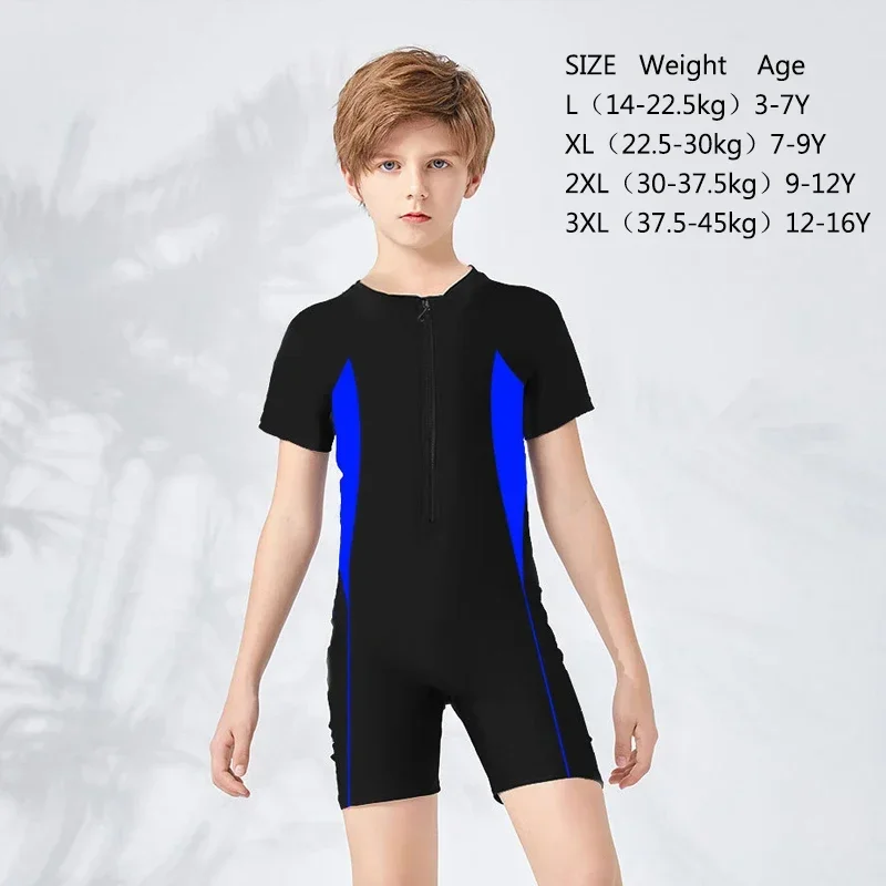 Children swimwear Swimsuit one piece Kids Boys Girls One-piece Swimsuit Zipper Sunscreen Diving Suit