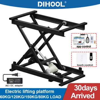 Piattaforma di sollevamento elettrica Tavolo da tè 60/120/150 kg Carico di elevazione Altezza regolabile Telecomando Motore di azionamento Telaio in ferro