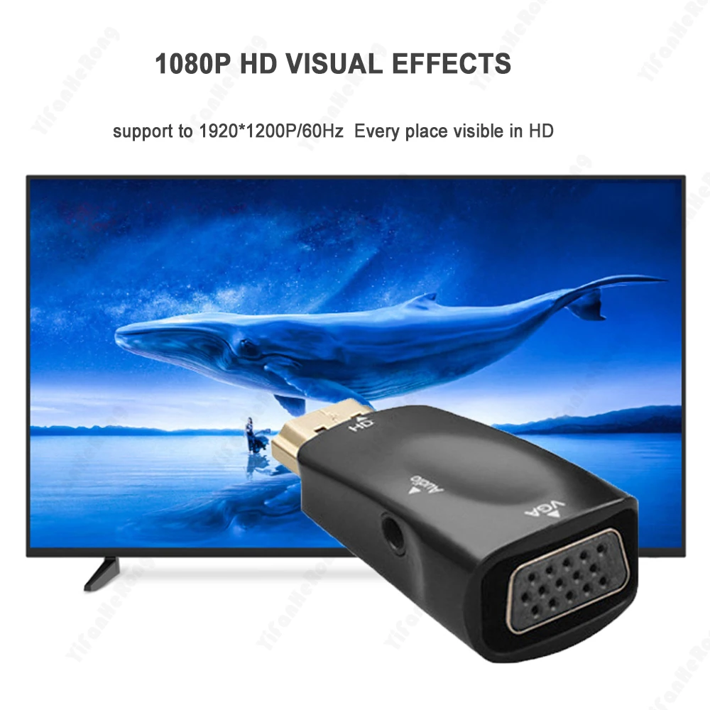 TV 박스용 HDMI 호환 어댑터, HDMI 호환 VGA 어댑터, 오디오 케이블 포함, 수-VGA 암 변환기