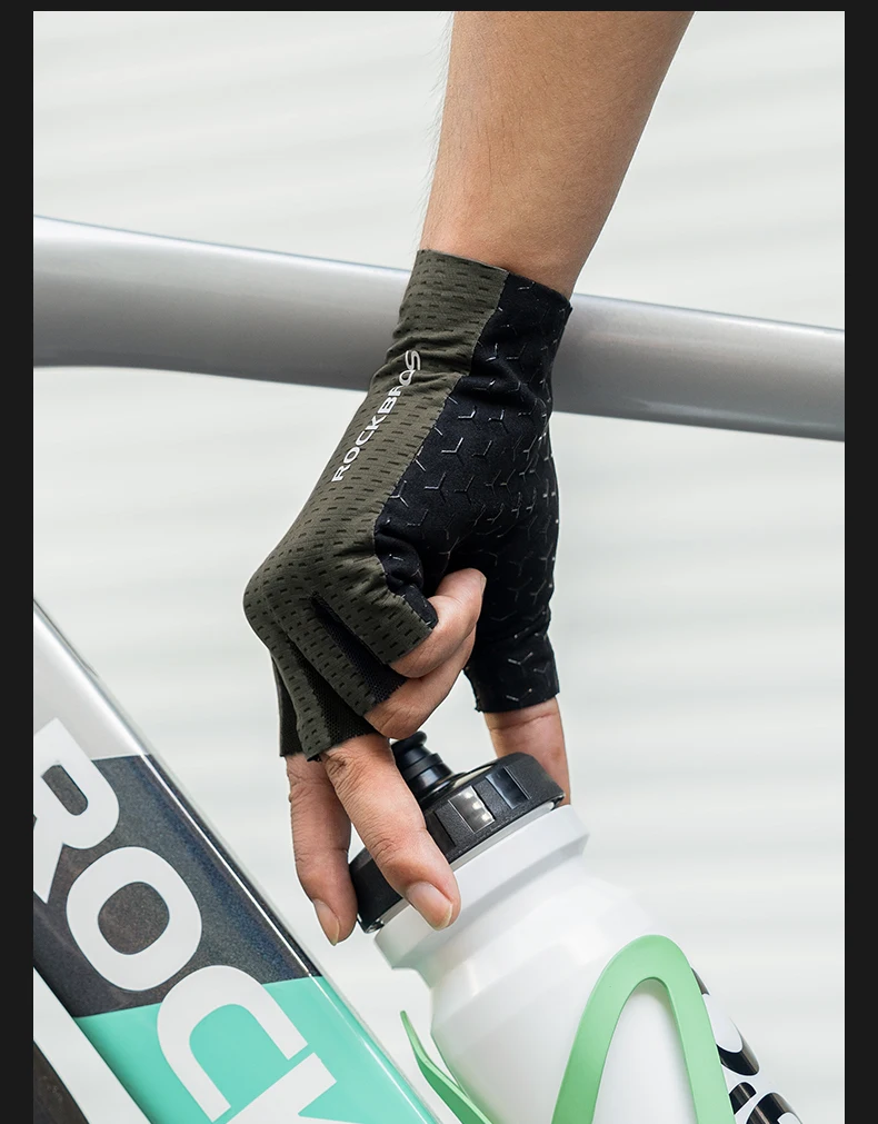 ROCKBROS Fahrradhandschuhe Halbfinger MTB Fahrradhandschuhe rutschfeste stoßdämpfende atmungsaktive Handschuhe Sommershorts Handschuhe – Detail 10