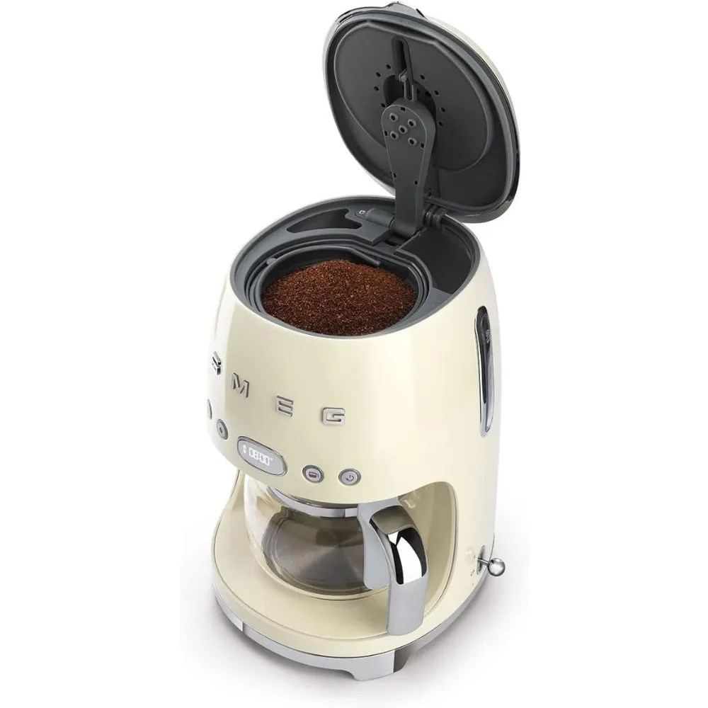 Retro Style Coffee Maker Machine, 17.3 x 12.8 x 11.3, Cream 5