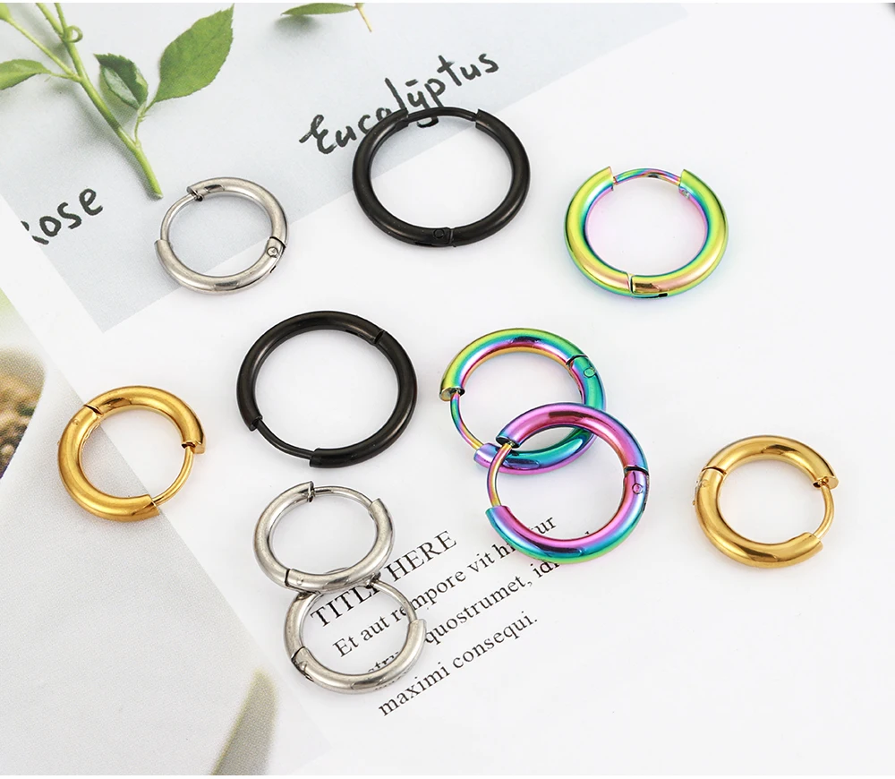 10 stücke Edelstahl Hoop Ohrringe Dia 8-20mm für Männer Frauen Kreis Anti-allergische Ohr Schnalle DIY Machen Ohr Schmuck Zubehör – Detail 17