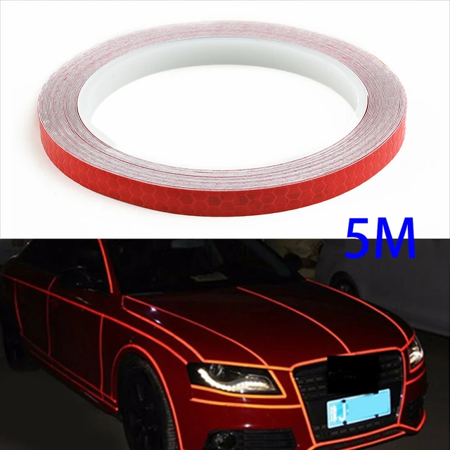 5M Red Reflective Stickers Strips Vinyl Glow Strip Neon Tape