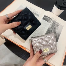 

Diamond Embroidery Thread Small Wallets Women Fashion Pu Leather Short Ladies Wallets Casual Simple Solid Buckle Holders Woman