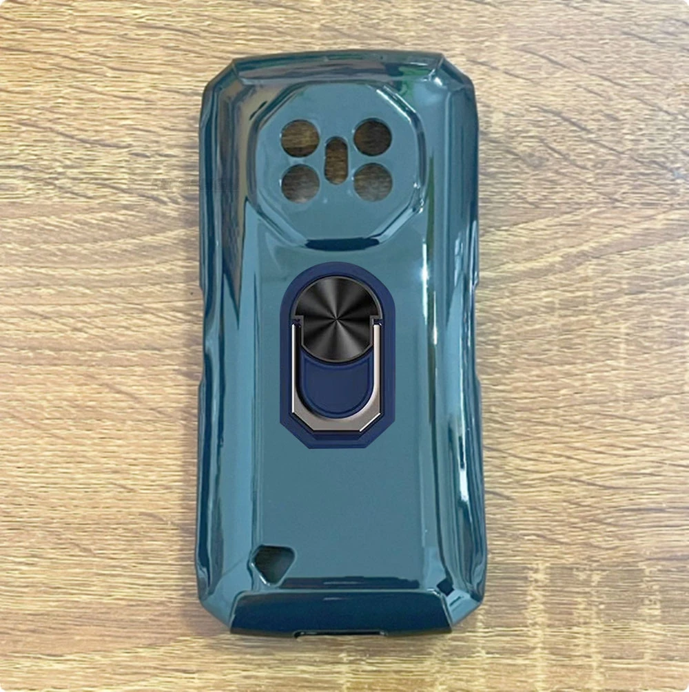 Enhanced Soft TPU Silicone Phone Case with Back Finger Ring Bracket - Fits 5.5 Phones