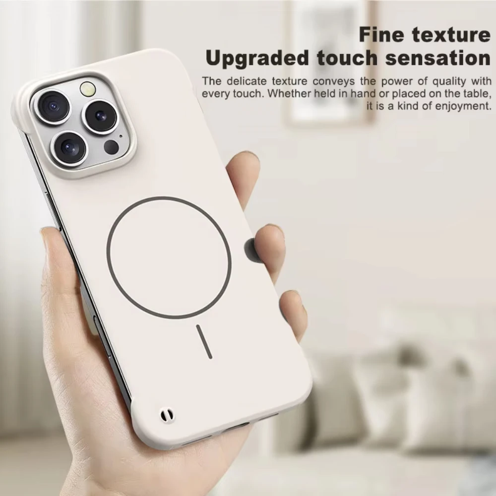 Frameless Matte Magnetic Shockproof Phone Case with Magsafe Compatibility