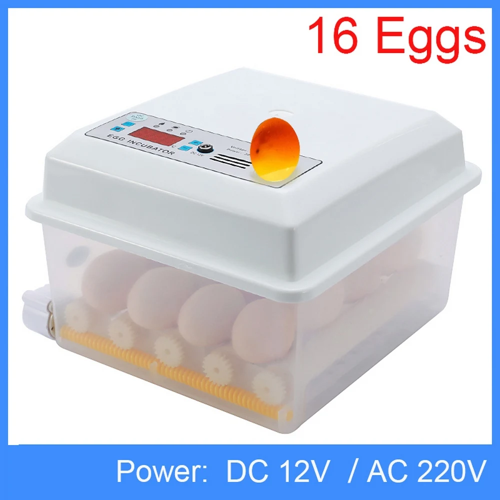 

16 Eggs Incubator Fully Automatic Turning Hatching Brooder Farm Bird Quail Chicken Poultry Hatcher Turner Temperature Control