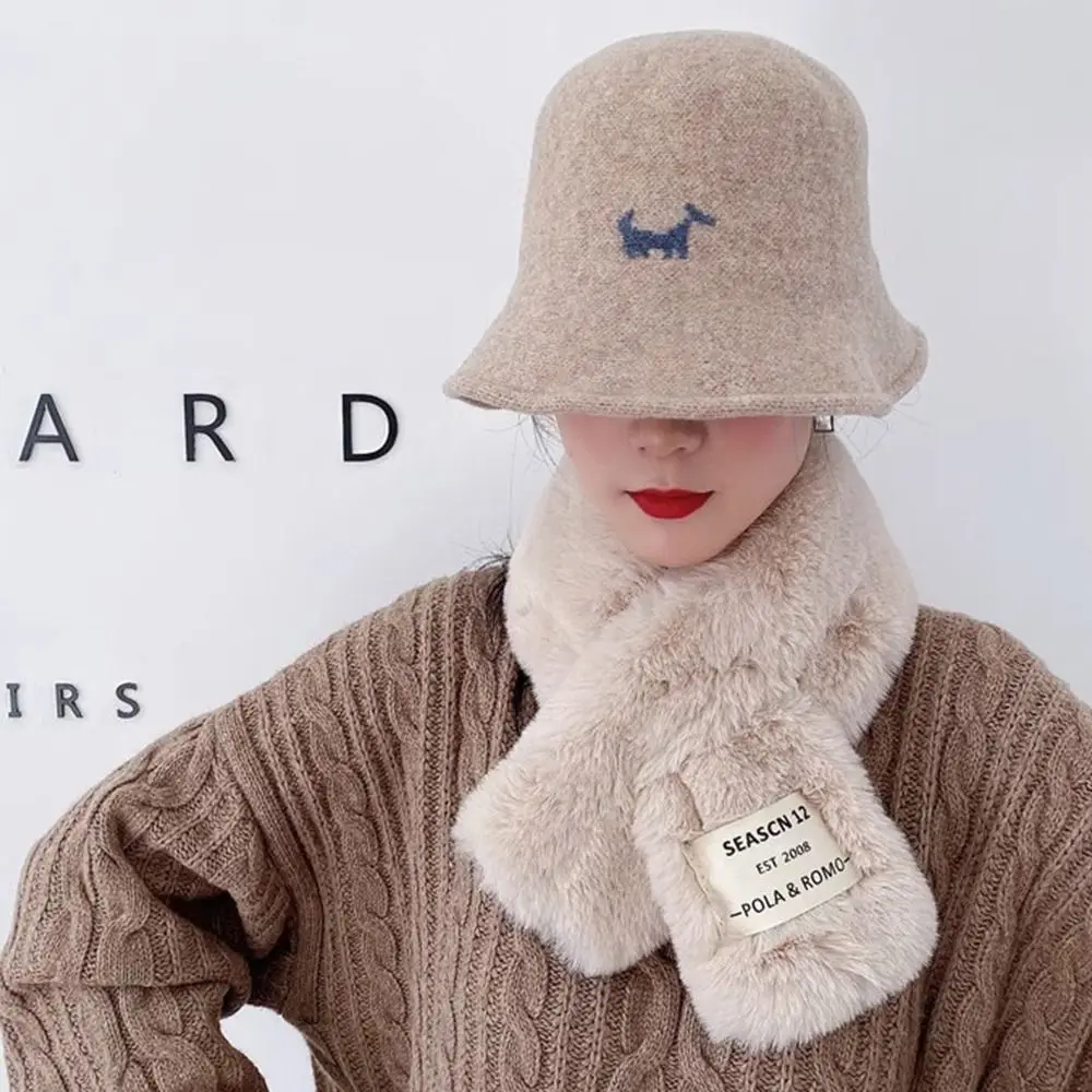 Winter Solid Color Faux Rabbit Fur Plush Scarf Neck Warmer
