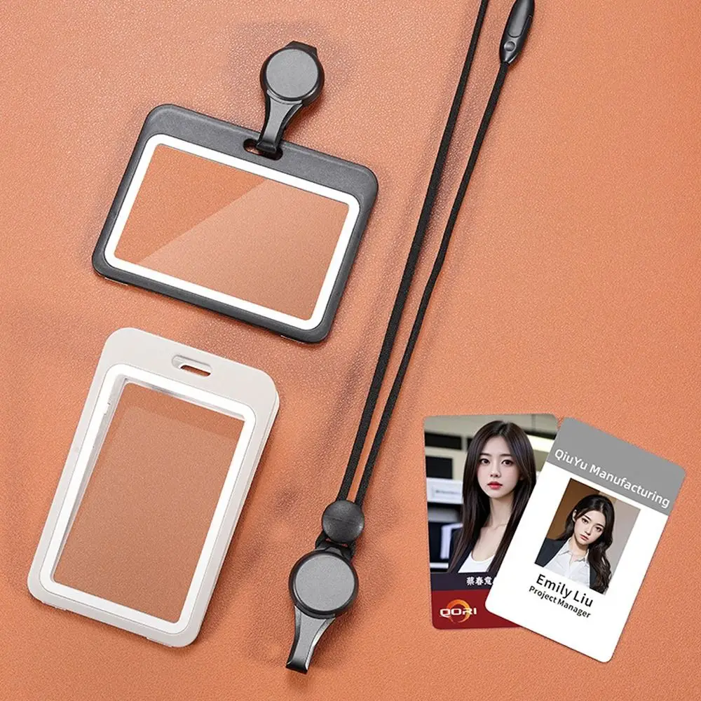 양면 카드 홀더 개폐식 배지 릴 투명 카드 가방 끈 카드 케이스로 제거 가능 사무용품