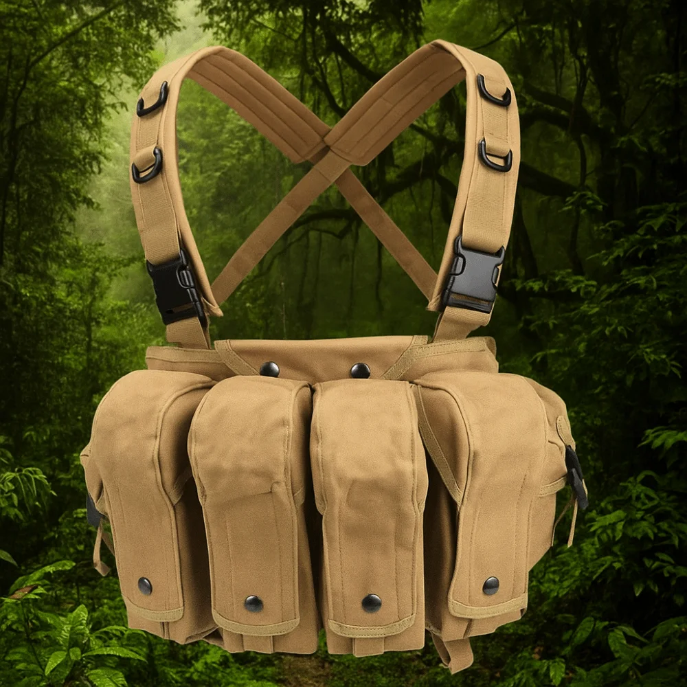 6-pockets Outdoor Vest Bag Large Capacity High Density Nylon Climbing Chest Pocket Quick Release Buckle Waterproof