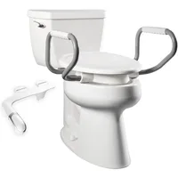 Assurance 3" Raised Toilet Seat with Handles and Bidet Attachment, Clean Shield Guard, Secure Hinges, Elongated, White 1