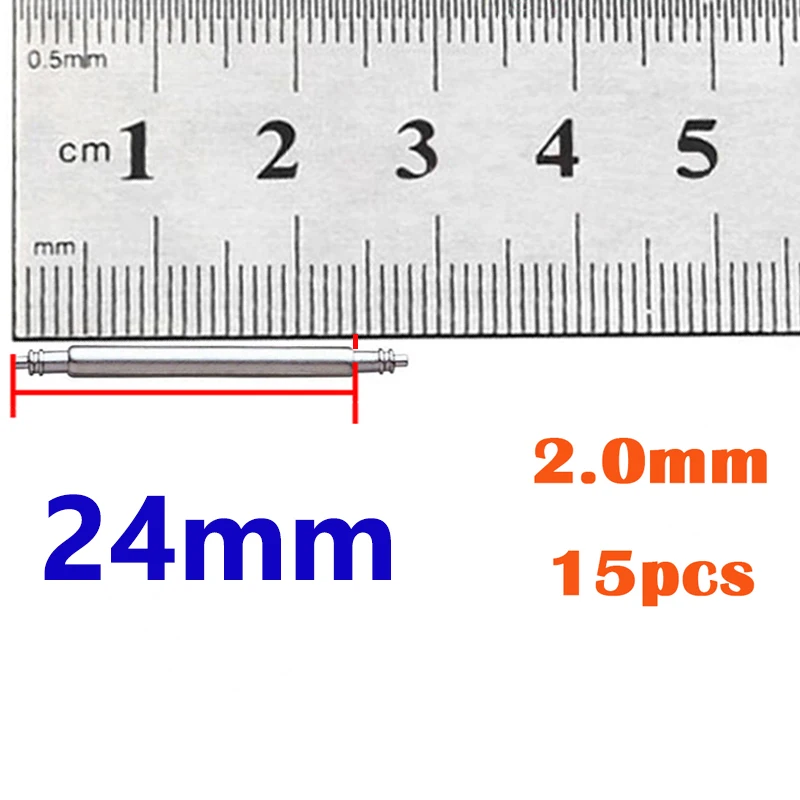 Stainless Steel Watch Band Spring Bar Pins - 2mm Diameter, Various Lengths