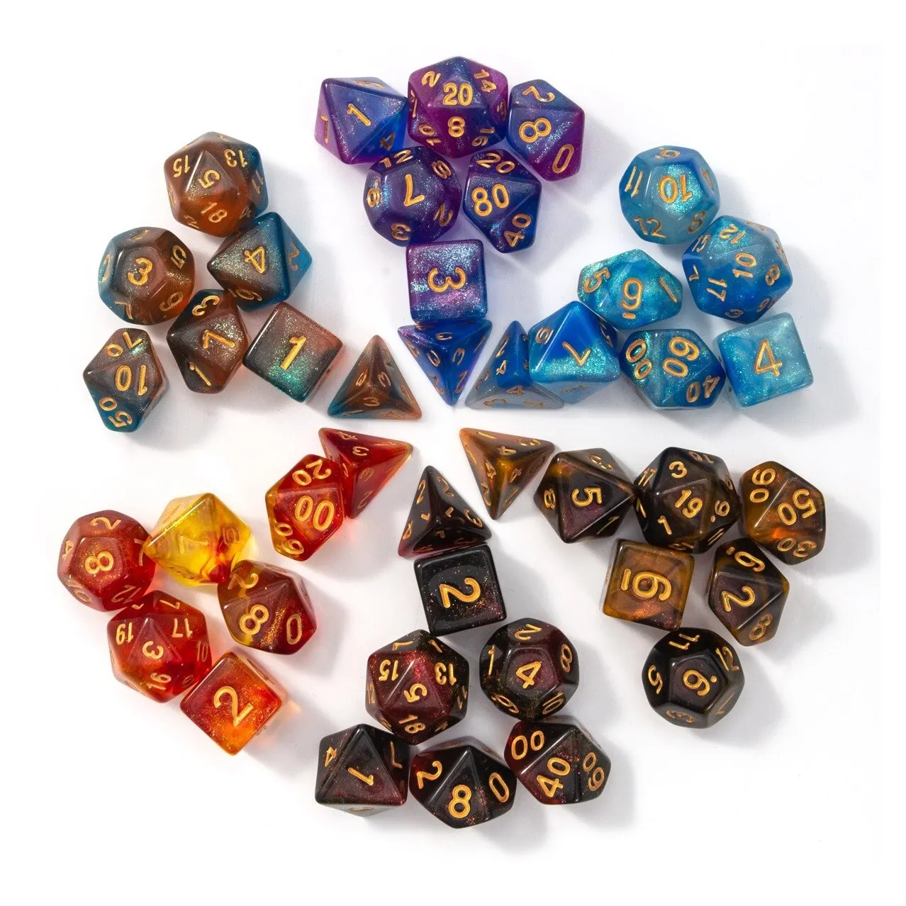 Game Dice Dual Color Multi Faced Dragon And Dungeon 7 Pieces Per Set