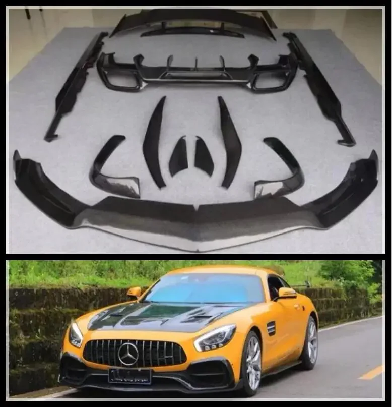 

Carbon Fiber Front Lip Rear Spoiler Trunk Diffuser Side Skirt Body Full Kit For Mercedes Benz AMG GT GTS GTC GTR Coupe 2015-2023