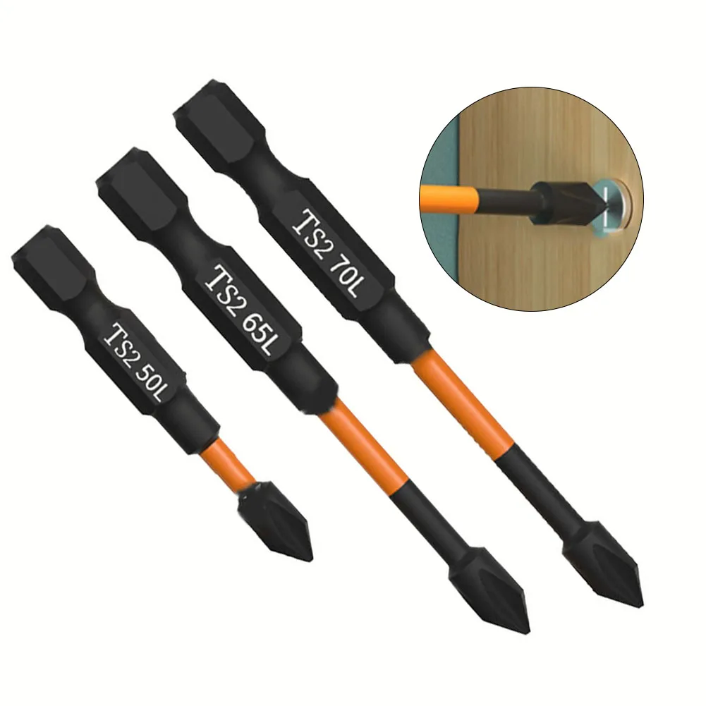 

3pcs Magnetic Screwdriver Bit Cross Batch Head 50/65/70mm Drill Bit Hex Shank For Electric Impact Driver Hand Drill Tool