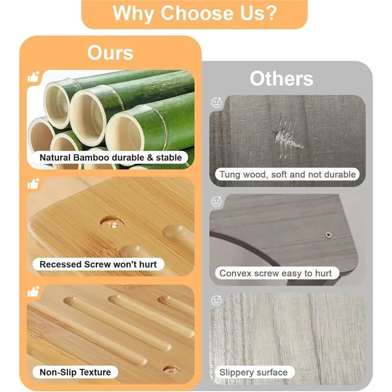 Sgabello da toilette in bambù antiscivolo - immagine 4