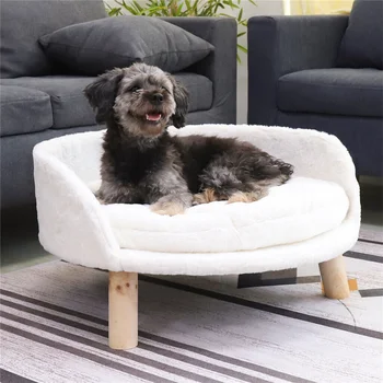 Ultra Soft Elevated Dog Cat Sofa Bed Couch Pet Puppy Chair Backrest Stool Seat Lounger with Removable Waterproof Padded Cushion 1