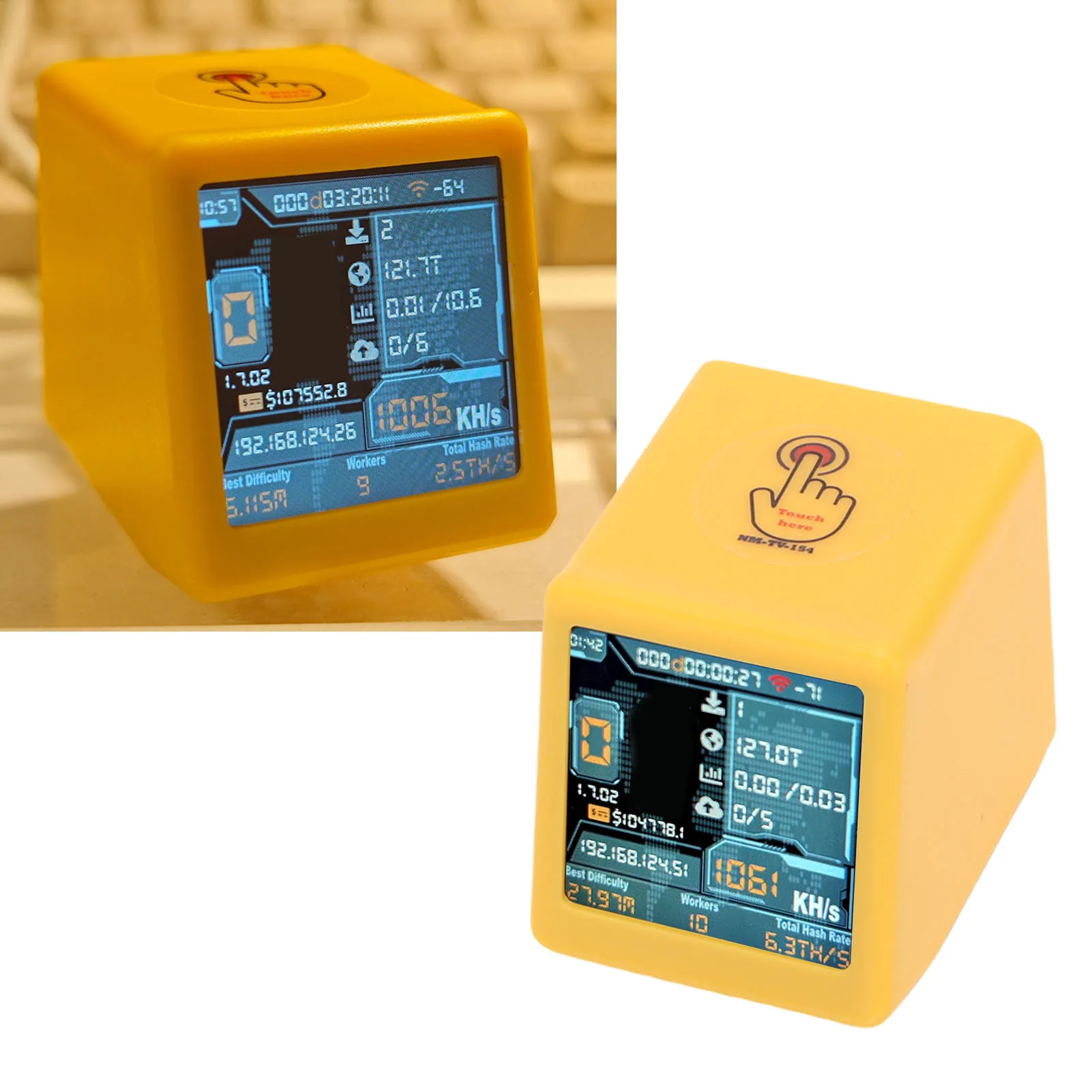 【Hot】Solo Lottery Miner WiFi Bluetooth 1060 KH/s Hashrate Desktop Clock 1.54 Inch Smart Display Cryptocurrency Mining Machine