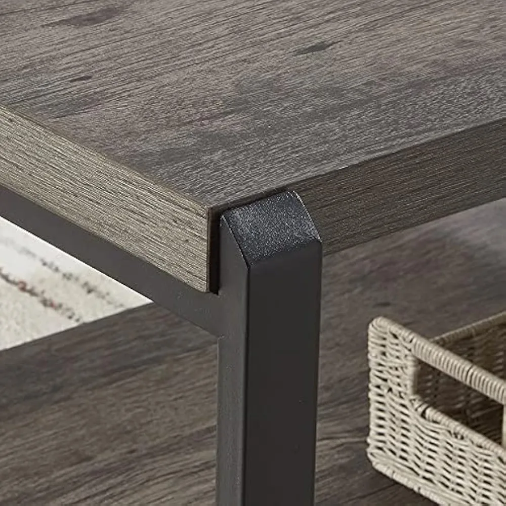 Gold Coffee Table With Storage Shelf Rustic Wood and Metal Cocktail Table for Living Room Grey Round Coffee Tables Free Shipping 5